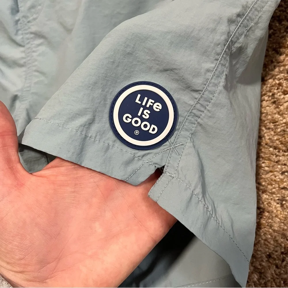 LIFE IS GOOD Jake Solid Boardshorts Light Blue Mens Size XL Swim Summer Classic